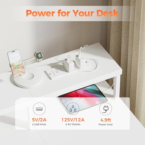 Image of Mericonia 63 inch Computer Desk with Drawers, Reversible Gaming Desk, White