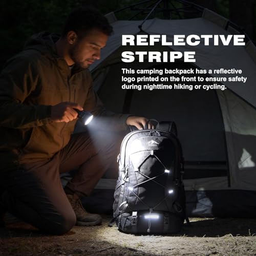 RAINSMORE Hiking Backpack 40L Foldable Lightweight Rucksack for Men Women Water Resistant Large Backpack for Walking Camping Climbing Travelling Black - Image 5