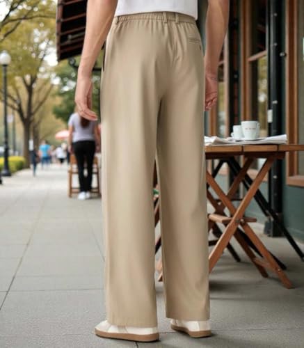 Image of KOTTY Men's Wide Leg Casual Style Korean Trousers with Relaxed Fit Tailoring Modern Structured Design for Professional Wear