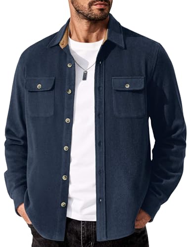 Chemise en flanelle coton bleu marine COOFANDY pour homme actif 3XL