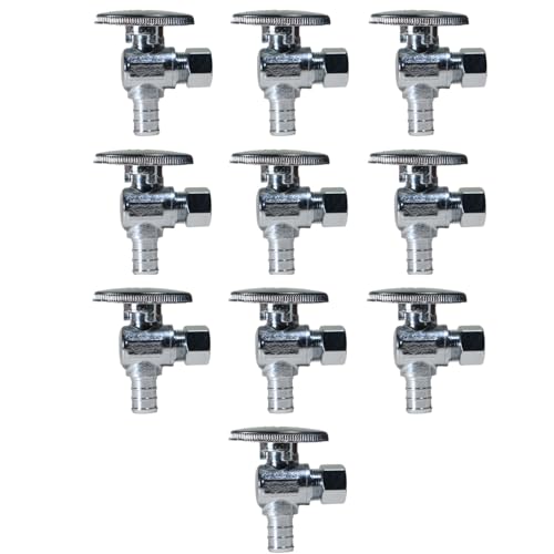 Product Image of the 10 Pack XFITTING 3/8' OD Compression x 1/2' Pex Angle Valve, 1/4 Turn