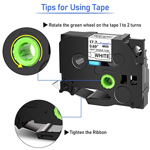 Image of USUPERINK 2 Pack Compatible for Brother HSe-241 HSe241 HS-241 HS241 17.7mm Black on White Heat Shrink Tube Label Tape use in PT-D400 PT-D600 PT-E300 PT-E500 PT-P750WVP Label Maker (0.69''x 4.92ft)