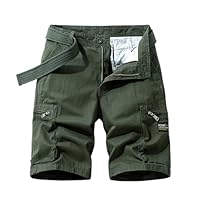MOKBAY Bermudas Cargo Hombre Shorts Ropa Verde Militar Cremallera Bolsillos Pantalon Corto Lino Pantalón Trabajo Pantalon de Trabajo Pantalones Cortos Lino Hombre Oferta Flash Verde Militar XXL