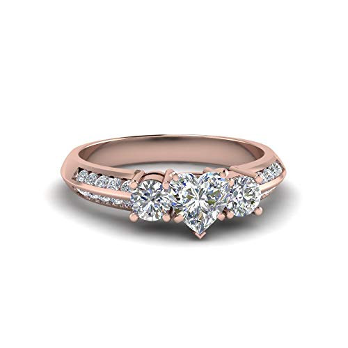 Bague en diamant 3 pierres plaqué or rose le cadeau femme idéal pour fiançailles
