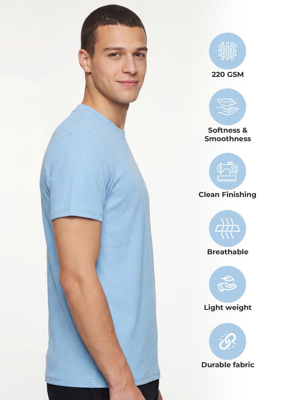 Image of Poly Cotton Frill Round Neck T-Shirt for Men | |