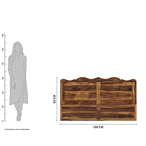 Image of Solid Sheesham Wood Mehraab Queen Size Bed with Box Storage | Palang Cots Wooden Double Beds for Bedroom, Living Room, Hotel and Home (Natural Finish)