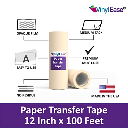 Vinyl Ease 12Inch X 100 Feet Roll Of Paper Transfer Tape With A Medium To High Tack Layflat Adhesive. Works With A Variety Of Vinyl. Great For Decals, Signs, Wall Words And More. American Made V0821 #TOP2
