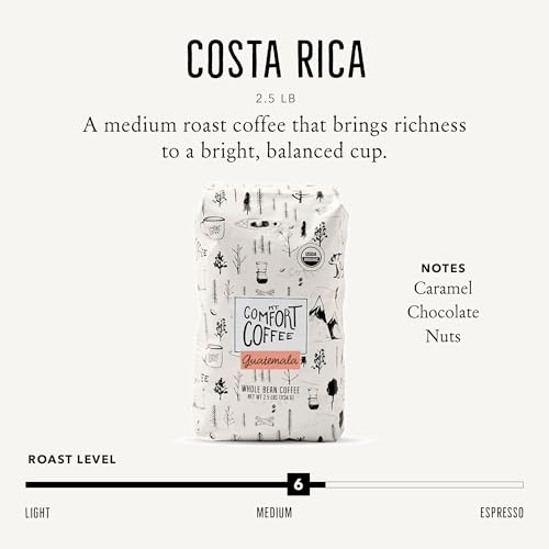 Image of Mt. Comfort Coffee Organic Guatemala Whole Bean Coffee, 2.5 lb Bag, Medium Roast, Single Origin Arabica, Smooth Chocolate Notes, Fresh Roasted Specialty Coffee