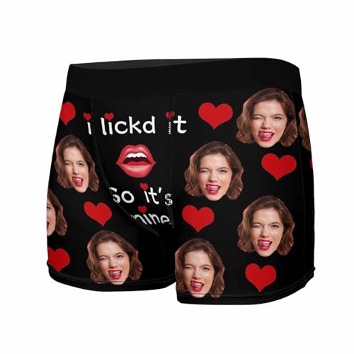 Personalized Men Boxers Brief with Face for Valentines, Custom Funny Face Underwear with Heart for Men Birthday3