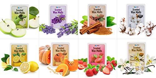 Mindful Design 8 Pack Scented Wax Melts/Cubes/Tarts - Apple, Cinnamon, Clean Cotton, Lavender, Pumpkin Spice, Sage Citrus, Strawberry, & Vanilla - Strong Scent - Thumbnail 2