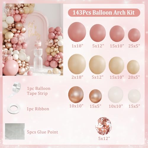 Dusty Pink Balloon Arch Kit for Boho Birthday Bridal Shower by LANGASQUE - Used condition - Image 6