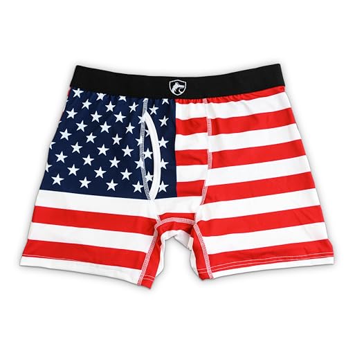 Men's American Flag Patriotic Moisture-Wicking Polyester Boxer Brief Underwear, Thin Blue Line, Thin Red Line4