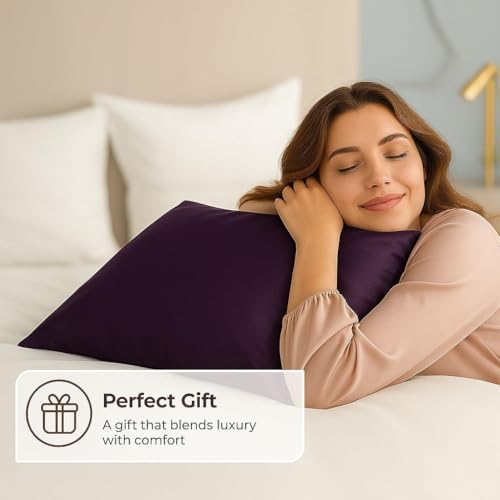 Image of Premium Satin Pillowcase Set of 2 with Eye Mask & 3 Scrunchies | Silky Soft, Anti-Frizz, Skin & Hair Care Sleep Set | Luxury Gift Combo for Women & Girls (Wine)
