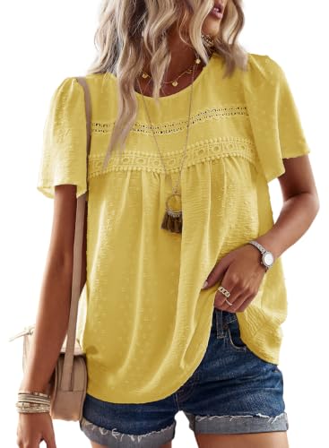 Image of Falechay Womens Summer Tops Flowy Boho Shirts Dressy Casual Short Sleeve