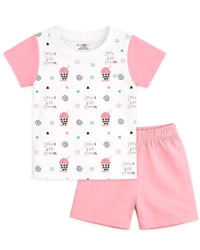 Image of Kuchipoo Girls 100% Cotton T-Shirt & Shorts Set | Printed Summer Wear Set | Soft & Comfortable Kids Clothing | Pack of 4