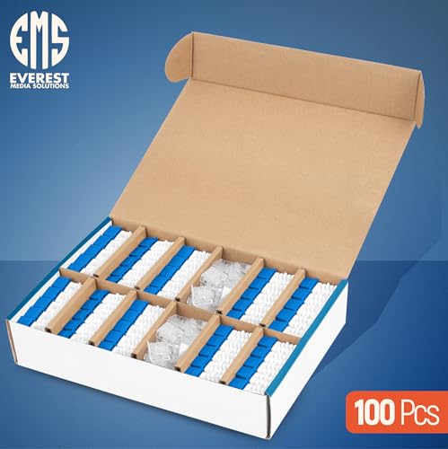 Image of Everest 90 Degree RJ45 cat6 Keystone Jacks Slim Profile 100-Pack Blue | Compatible with 90 Angled Speed Termination Tool - easyJACK (B094WB91H3)
