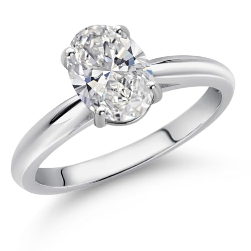 Gem Stone King 0.75-1.50 Ct 10K White Gold IGI Certified White Lab Grown Diamond Solitaire Anniversary Engagement Ring For Women | E-F Color | VS1-VS2 Clarity | Available In Size 5-102