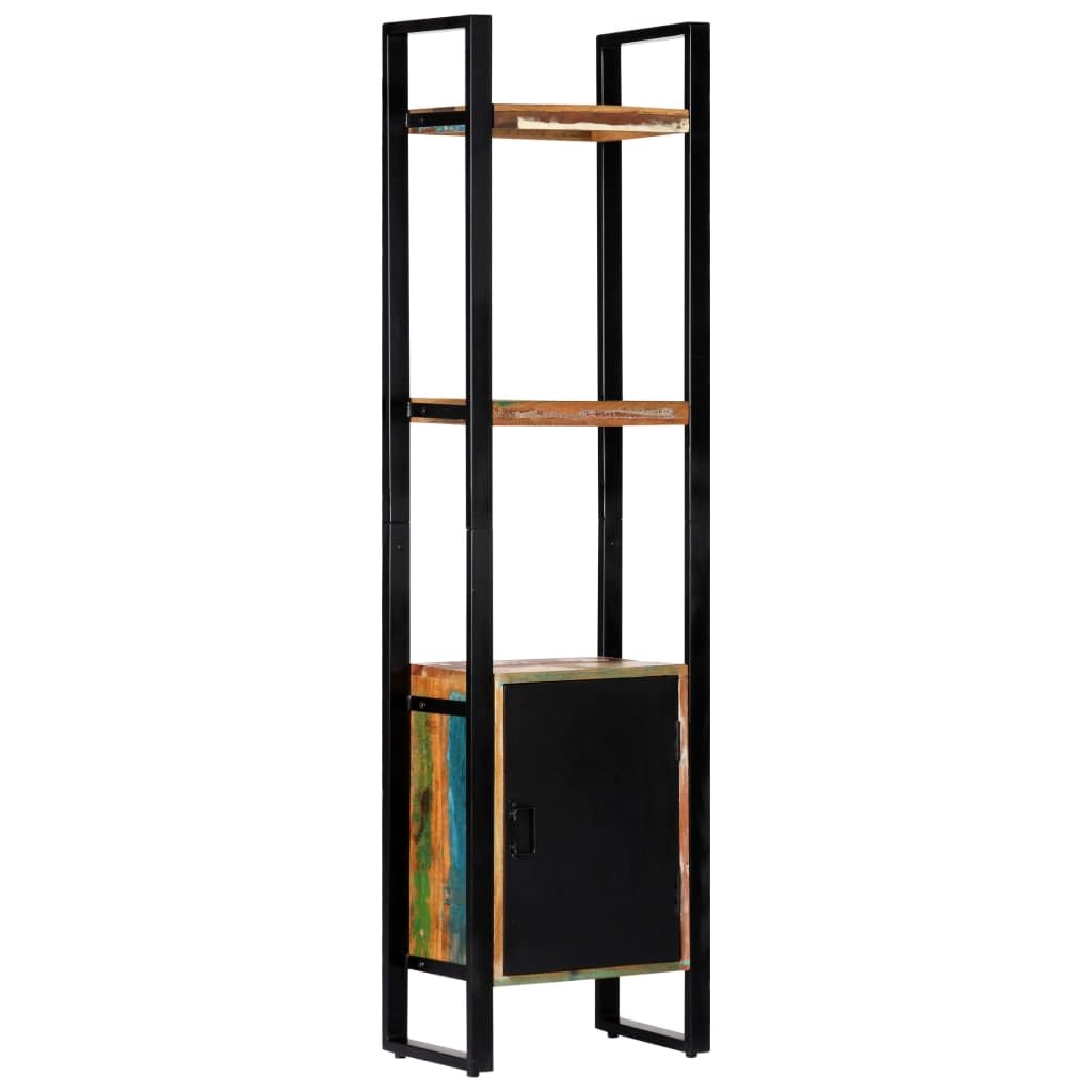 Regał na książki z litego drewna, 45 x 30 x 171 cm, z 1 drzwiami i 3 półkami, wyjątkowy organizer Cube na książki, dekoracje i akta