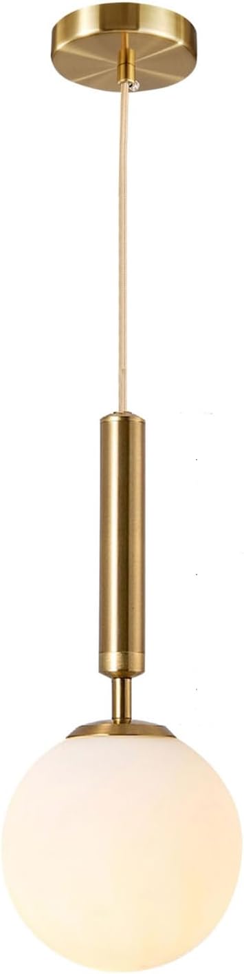 KCO Lighting Modern Globe Pendant Lights Kitchen Island Lighting White and Gold Pendant Light Single Pendant Lighting Frosted Glass Hanging Light Brass Vintage Ceiling Light Fixture Gold-1 Light