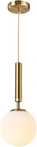 KCO Iluminación moderna globo luces colgantes iluminación isla de cocina luz colgante blanco y dorado iluminación colgante individual vidrio