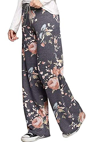 Image of NEWCOSPLAY Women's Comfy Pajama Pants Casual Drawstring Palazzo Lounge Wide Leg Pants