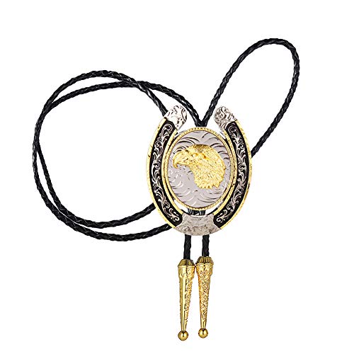 Image of HUABOLA CALYN Bolo Tie for Men- Western Cowboy Native American Golden Horse Bolo Tie