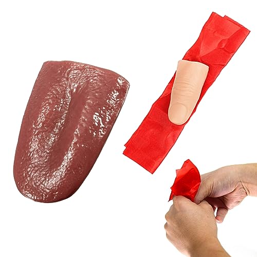 Realistisch Gefälschte Zunge, Dehnbar Gefälschte Zunge, Künstliche Zunge Requisiten, Dehnbare Zunge Spielzeug, Dehnbar Gefälschte Zunge Tricks, Zauberdaumen, Magie Daumenspitze Weich Plastik Finger