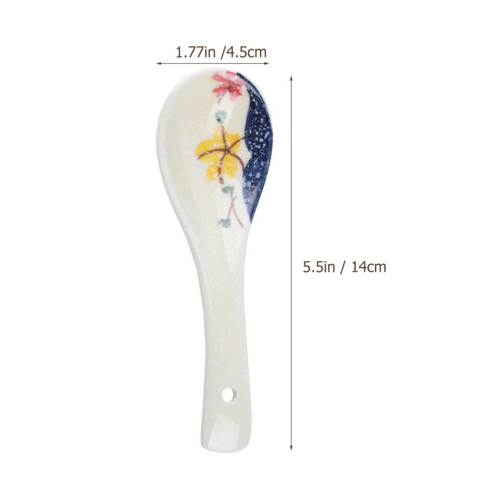 Łyżki ceramiczne azjatycka łyżka do zupy: 6 szt. Japońskie Retro łyżki do zupy łyżki do ryżu chińskie łyżki do serwowania Wonton Dumpling Miso