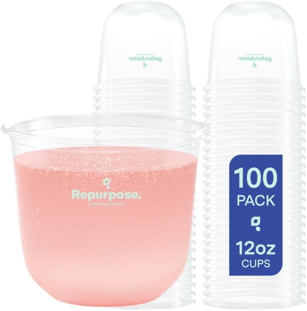 - Repurpose Disposable Stemless Glasses, 12oz, 100 Cups, Plant-Based, BPA Free, No PFAS Added, Certified BioBased, FDA Non-Toxic, Ultimate Cool Girl Cup