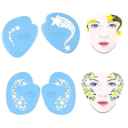Adesivos de estêncil de pintura facial Sunicon, 7 estilos de estêncil de pintura facial reutilizável