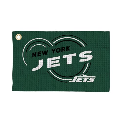 Northwest NFL New York Jets Golf Towel – Official Licensed Microfiber Waffle Fabric, Absorbent 16x25 in Club Cleaning Accessory, Droplets Design