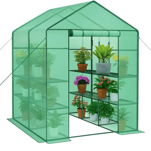 Walk-in Greenhouse for Outdoors,57 x 57 x 76'' Protected Plant Garden Hot House with Roll-Up...