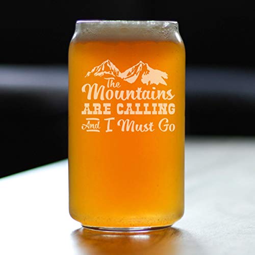 Mountains Are Calling - Beer Can Pint Glass For Beer - Gifts For Men & Women That Love Hiking & Cabins- Fun Drinking Decor #TOP1