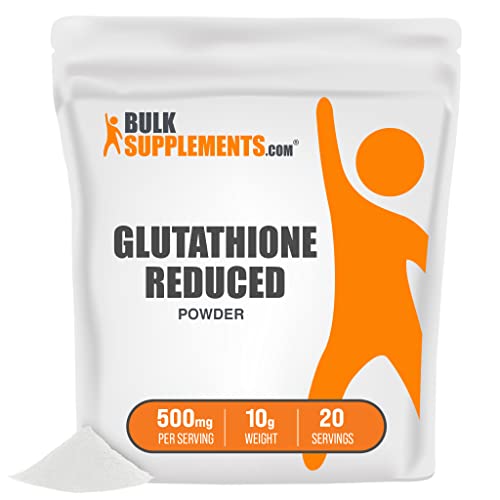 Bulksupplements.com Glutathione Reduced Powder (Reduced Glutathione) - For Antioxidant & Liver Support - Gluten Free, Soy Free - 500Mg Per Serving (10 Grams - 0.35 Oz) #TOP8