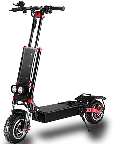 HWWH Electric Scooter for Adults Fast Off Road E Scooter Folding 3 Speed Modes Dual Motor Dual Suspension 2 wheels 11 In Vacuum Tires Disc Brake 60V 43Ah Lithium Battery 200kg Load