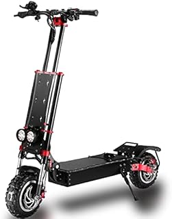 HWWH Electric Scooter for Adults Fast Off Road E Scooter Folding 3 Speed Modes Dual Motor Dual Suspension 2 wheels 11 In Vacuum Tires Disc Brake 60V 43Ah Lithium Battery 200kg Load