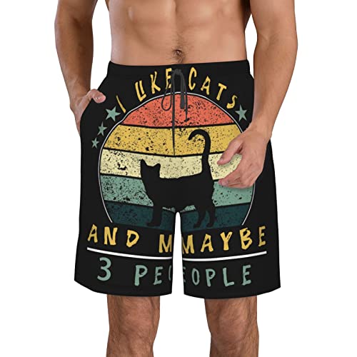 Swim Shorts Chat Homme pour Piscine et Plage Séchage Rapide Confortable
