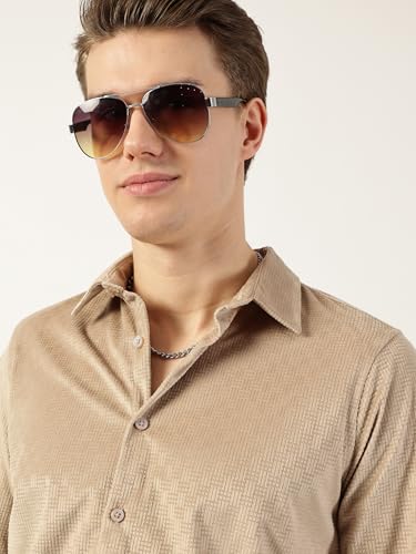 Image of Thomas Scott Men's | Solid | Textured Fabric | Full Sleeve | Slim Fit | Polyester-Blend | Spread Collar | Casual Shirt