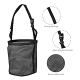 Pferdefutter Tasche, Futterbeutel für Pferde, 23,9 x 24,4 cm, Heavy-Duty Breathable PVC Mesh Getreide Futtertasche, mit verstellbarem Riemen und langlebigem Snap Pferd Maulkorb Futtertasche (Schwarz)