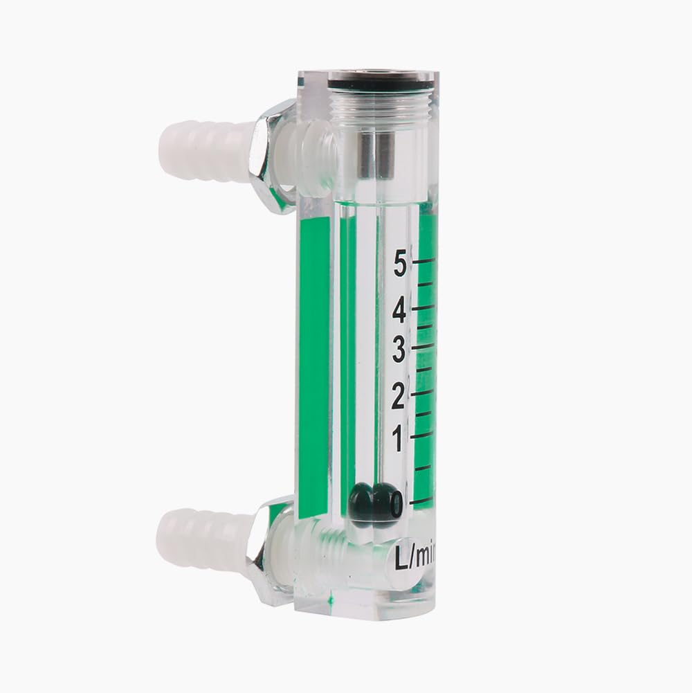 CNBTR Oxygen Gas Flowmeter, Flow Range: 0.3 to 3 LPM, Acrylic Plastic Body, Overall Height: 120mm, Oxygen Rotameter with Flow-Control Knob, Back Fitting Style Gas Flowmeter