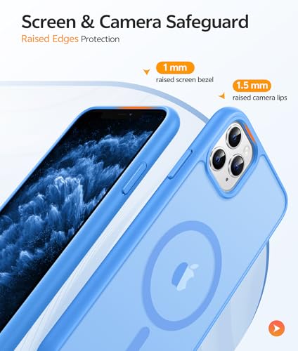 Image of FNTCASE for iPhone 11 Pro Case: [Compatible with Magsafe] Translucent Matte Magnetic Phone Cover - Military Grade Drop Protection Shockproof Protective for iPhone 11Pro 2019 Cases - Ice Blue