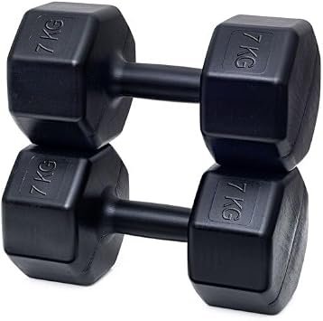 Dambıl Seti, 2 x 7 Kg, Plastik, Siyah, Spor ve Egzersiz İçin, Ağırlık Antrenmanı