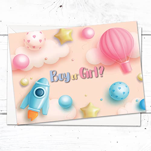 Olivia Samuel 20 x Gender Reveal Party Invites - Ready to Write with Envelopes - Designed and Printed in the UK - Image 3