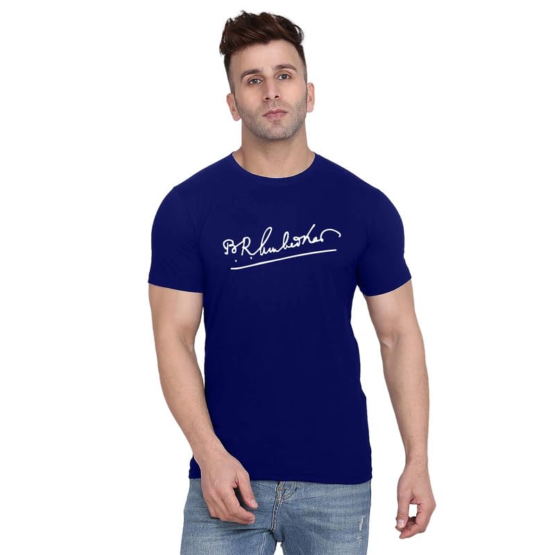 Original Way Men Cotton Half Sleeve Round Neck Stylish Mens Casual Wear Dr.Ambedkar Signature Creative Graphics Printed Printed T Shirt HSR-3462-image-29