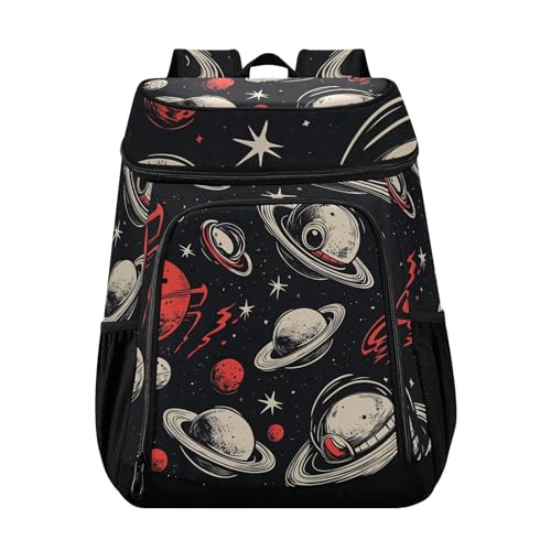 White Red Planet Black Cooler Backpack Cooler Insulated Leak Proof Lunch Backpack 36 Cans Waterproof Soft for Men Women Picnic Hiking Camping Beach