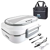 N'oven Tartera eléctrica LB520, calentador de alimentos, placa térmica con 1 litro de capacidad – 230 V + 12 V (coche) – Food Box Calientaplatos hasta 60 °C para excursiones