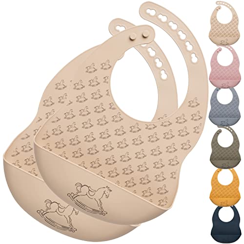 2-er Pack Baby Silikon Lätzchen mit Auffangschale |weich, wasserdicht, spülmaschinenfest in Lebensmittelqualität | 100% sicher für Babys und Kleinkinder Cover