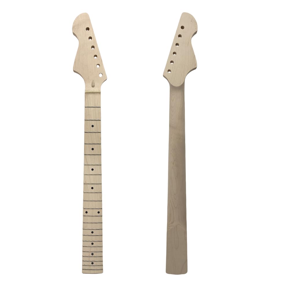 Manico sinistro per chitarra elettrica, 22 tasti 648 mm, in acero, tastiera in palissandro, puntini doppi laterali, dado normale, bullone sul tallone, senza legame