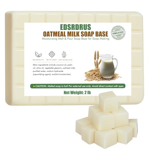 EDSRDRUS 2lb Scent Soap Base DIY Handmade with Oatmeal Milk & Coconut Oil Moisturizing Melt and Pour Soap Base