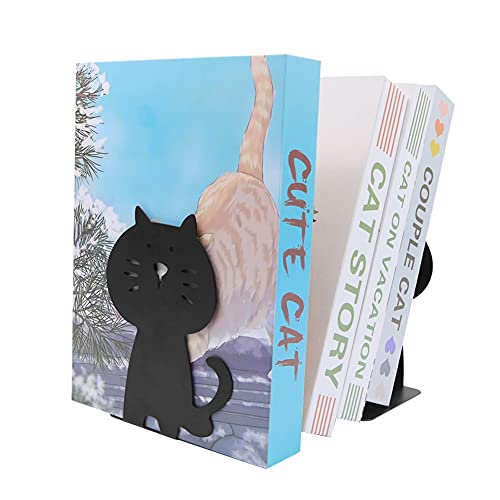 Cat Bookends, Cute And Thickening Metal, Sturdy Durable, Book Organizer For Library School Office Home Study 1 Pair (Black) #TOP3